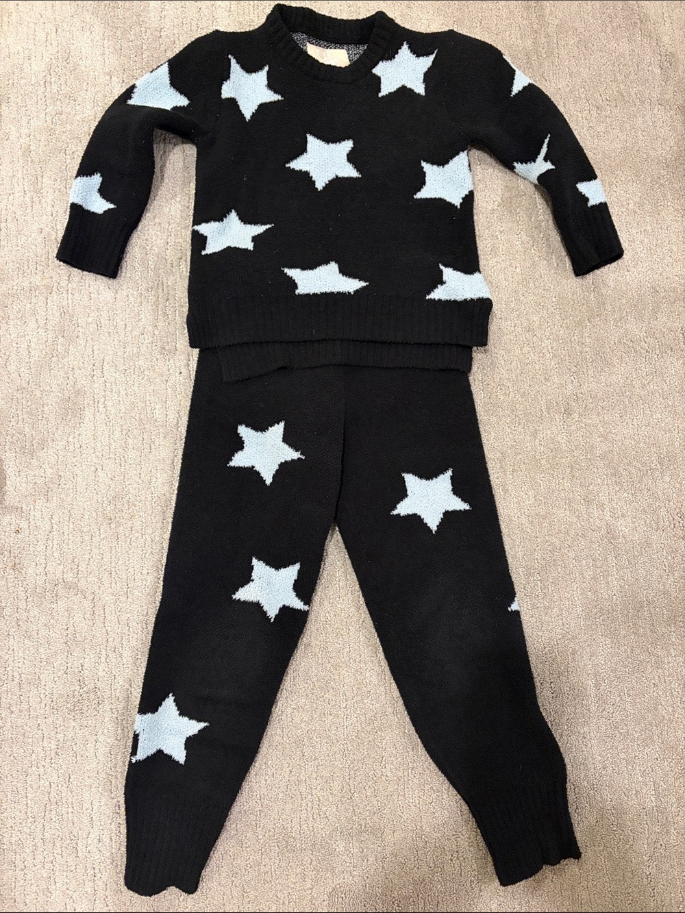 Chaser Black Knit Set with Light Blue Stars